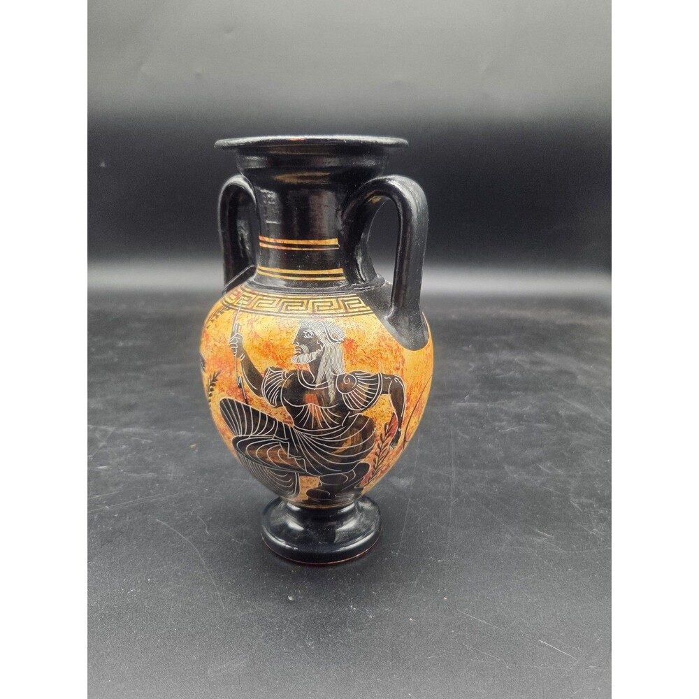 Greek Amphora Vase Hand-Thrown Museum Replica Seal Patsas Ceramics Greece Zeus